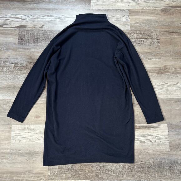 Uniqlo Navy Turtleneck Tunic Dress Size L Long Sleeve Minimal Fall Layer - Picture 1 of 4